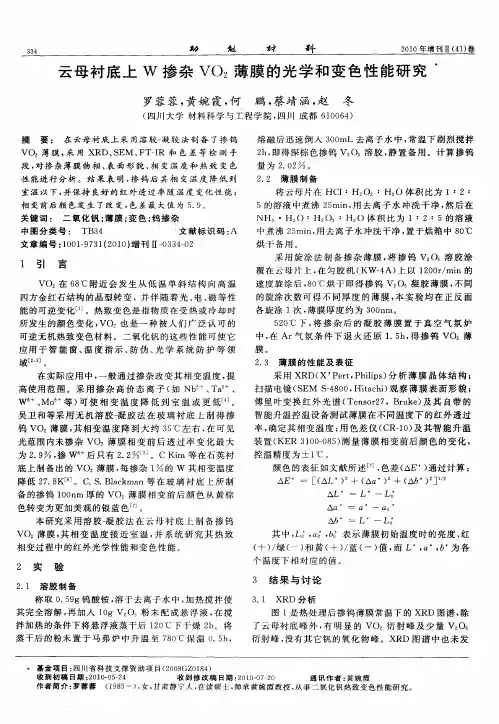云母衬底上W掺杂VO2薄膜的光学和变色性能研究