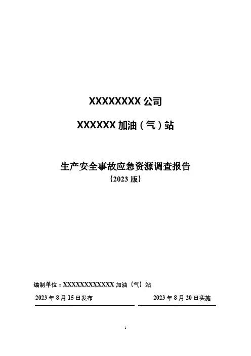 加油加气站应急资源调查报告(2023