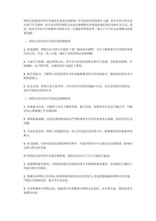 网络文化建设与青少年成长