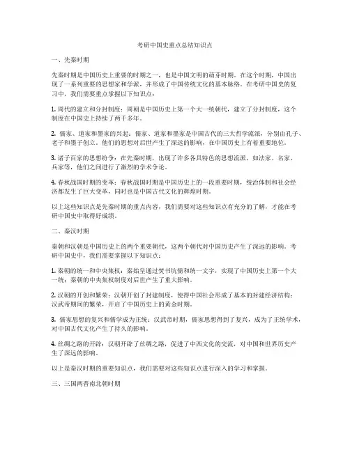 考研中国史重点总结知识点