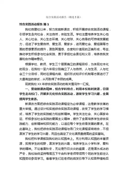 综合实践活动报告（精选5篇）