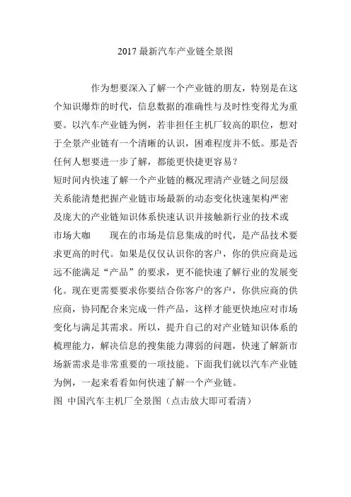 2017最新汽车产业链全景图
