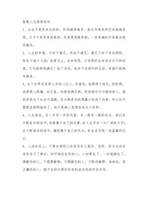 智慧人生感悟短句