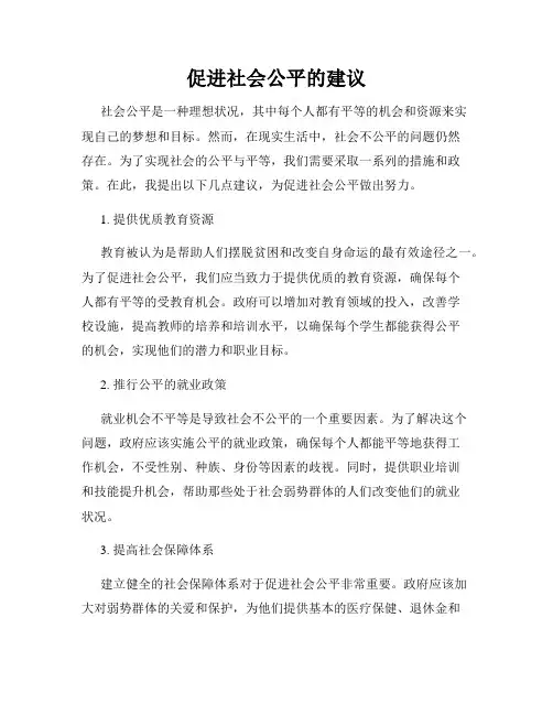促进社会公平的建议