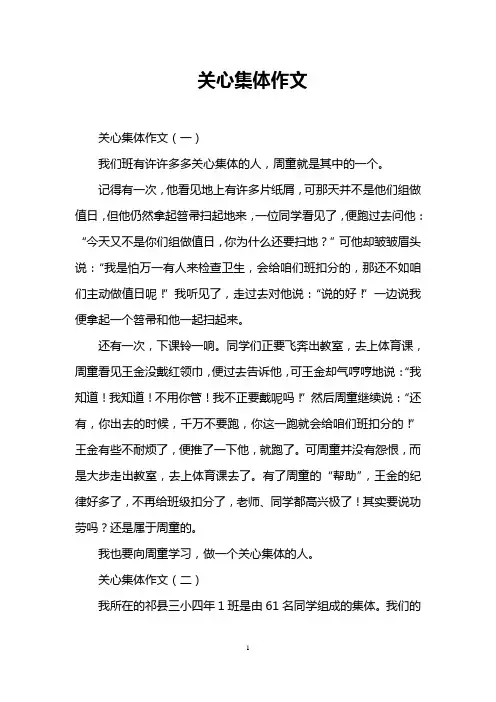 关心集体作文