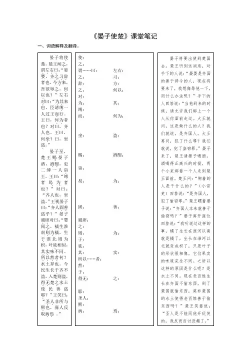 《晏子使楚》笔记