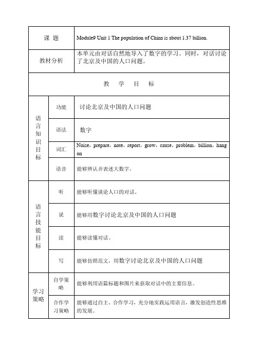 外研版八年级上册Module9Unit1上课教案