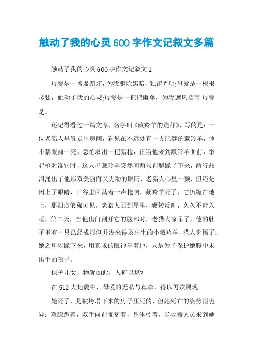 触动了我的心灵600字作文记叙文多篇