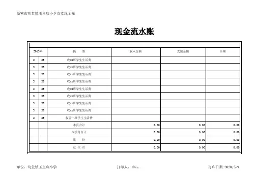 现金流水账模板