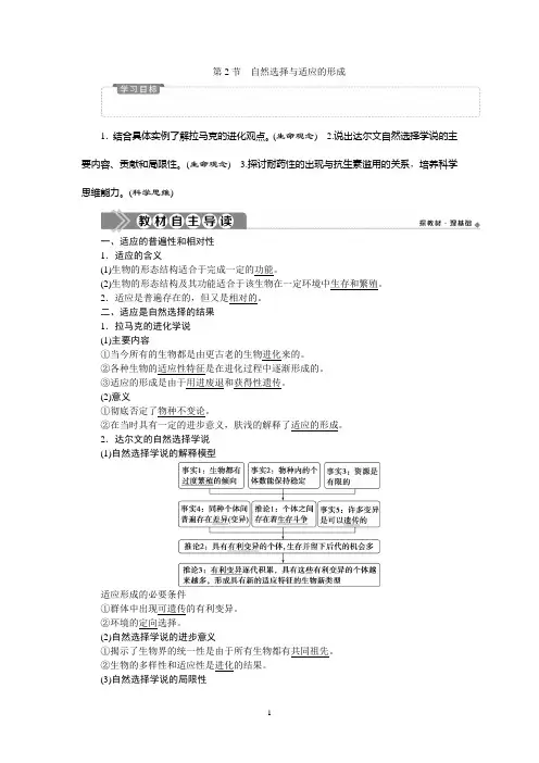 新教材2020学年人教版生物必修第二册同步讲义：第6章 第2节 自然选择与适应的形成