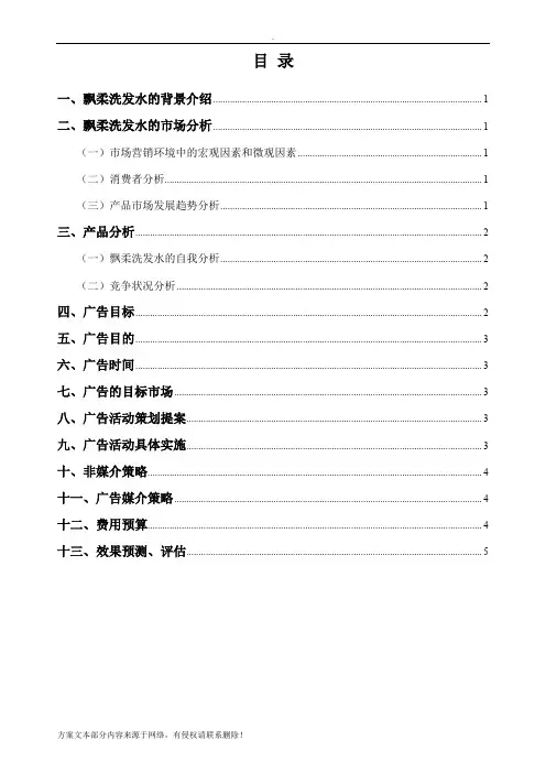飘柔洗发水的广告策划方案