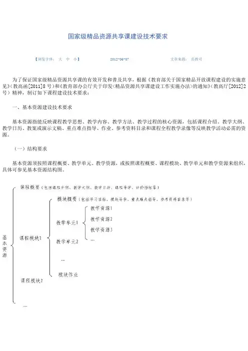 国家级课程建设要求