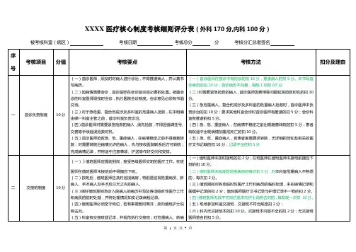 医疗核心制度考核细则评分表 2