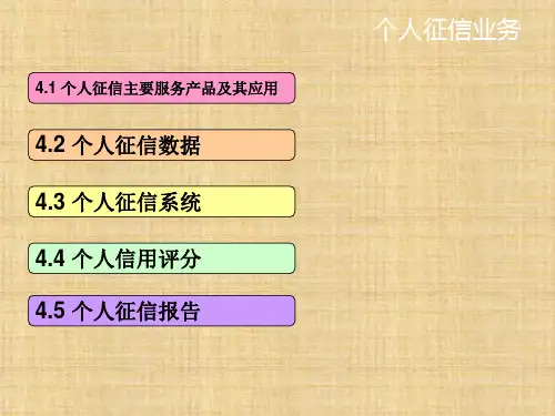 第四章  个人征信业务  《征信理论与实务》PPT课件