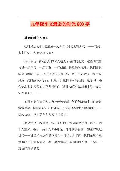 九年级作文最后的时光800字