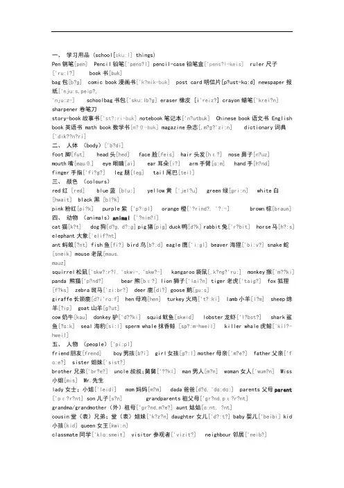 英语单词大全分类带音标