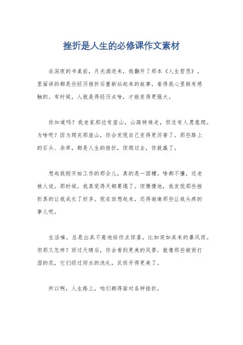挫折是人生的必修课作文素材