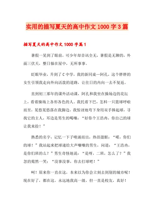 实用的描写夏天的高中作文1000字3篇