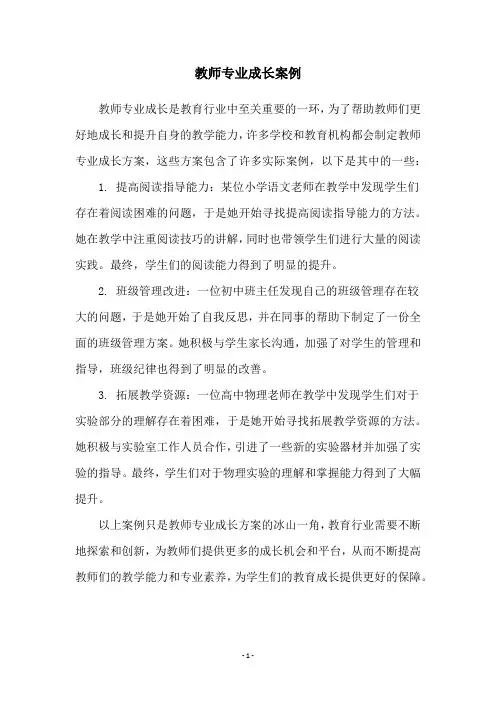教师专业成长案例