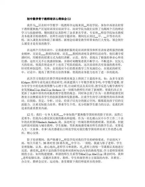 初中数学骨干教师培训心得体会5篇