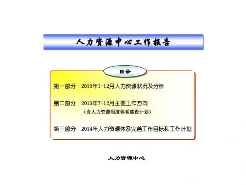 2013年度人力资源年度工作报告