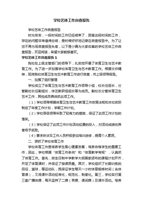 学校艺体工作自查报告