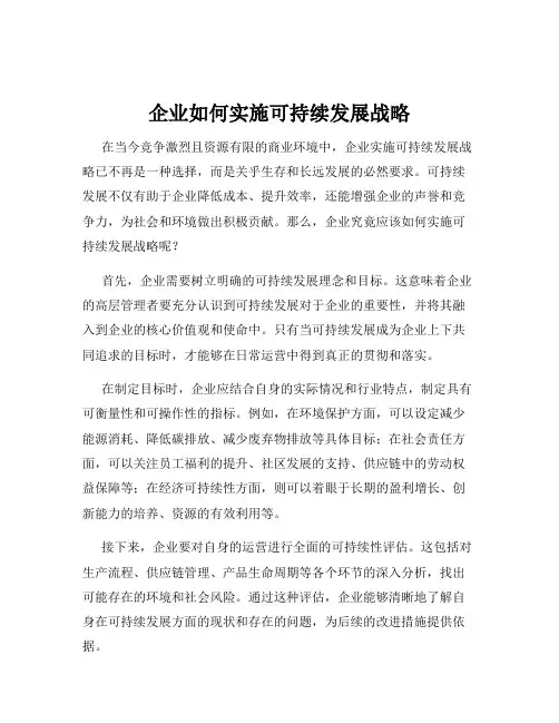 企业如何实施可持续发展战略