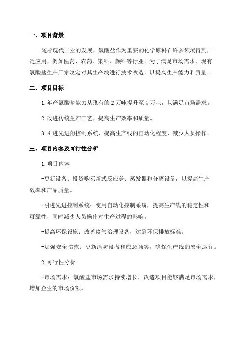 年产4万吨氯酸盐技改项目可行性研究报告