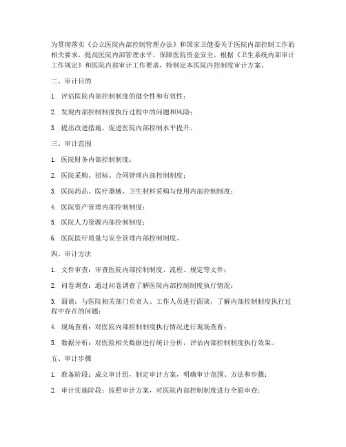 医院内控制度审计方案范本
