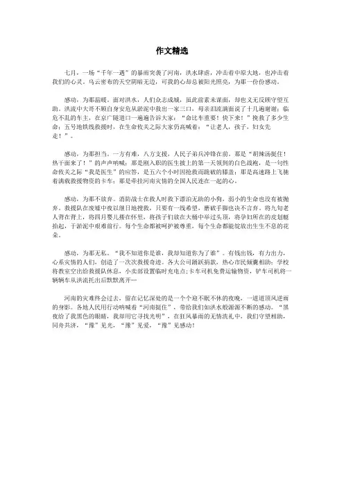初中作文精选(风雨同舟)