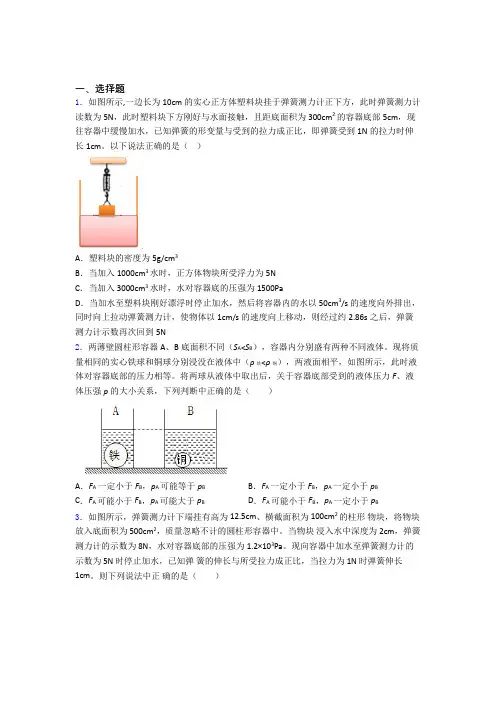 人教版第十章浮力单元 易错题难题专项训练学能测试试题