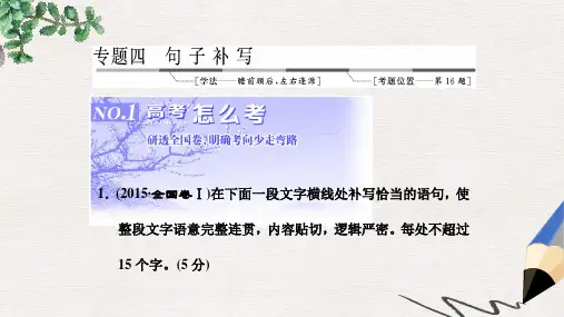 三维设计2017届高三语文第一轮复习第一板块语言文字运用专题四句子补写1高考怎么考课件