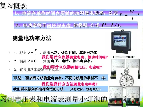 新人教版九年级物理全册《18.3测量小灯泡的电功率》课件(共16张PPT)