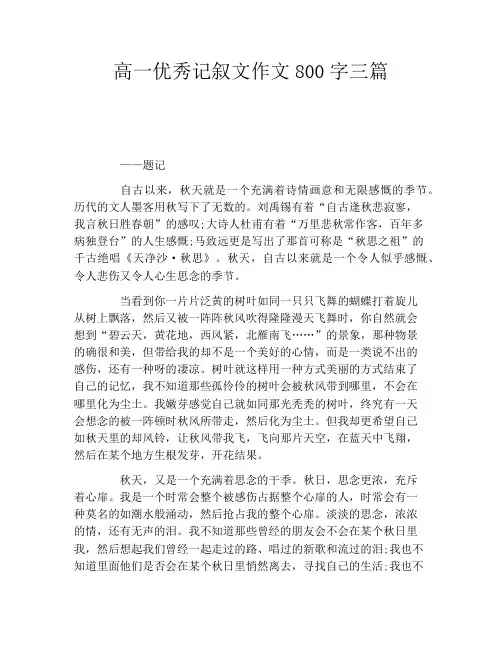高一优秀记叙文作文800字三篇