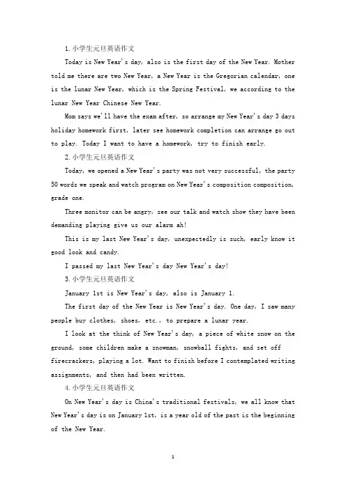 小学生元旦英语作文5篇(精选)