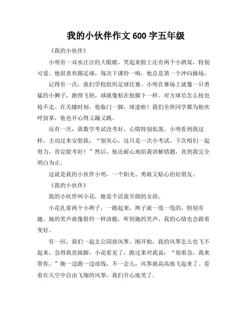 我的小伙伴作文600字五年级