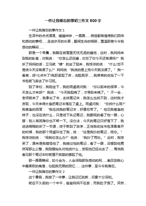 一件让我难忘的事初三作文800字