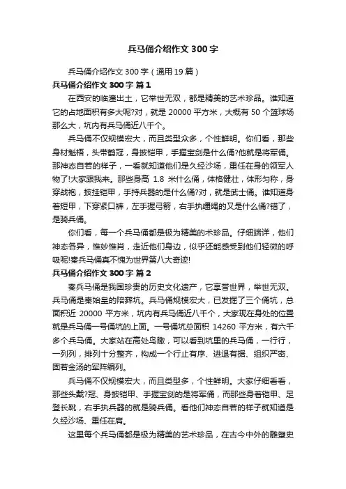 兵马俑介绍作文300字（通用19篇）
