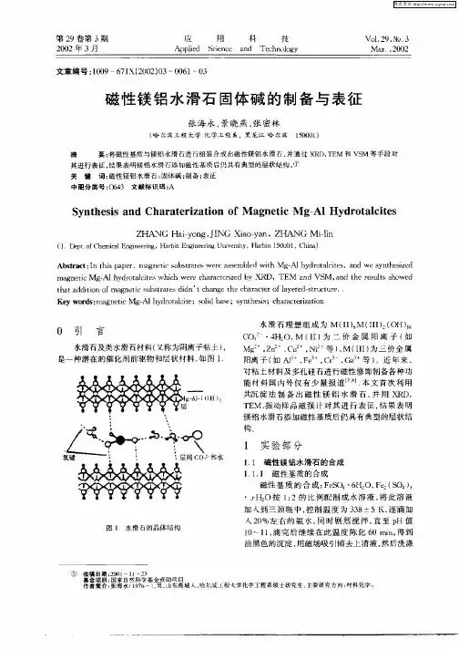 磁性镁铝水滑石固体碱的制备与表征