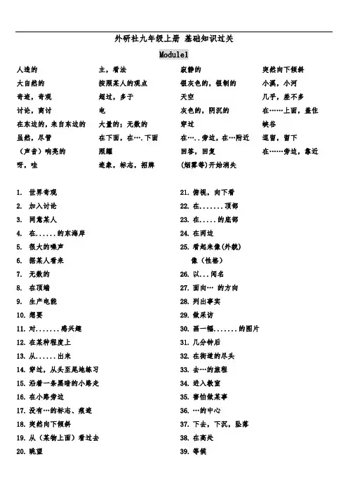 外研版九年级英语(上册)单词(词组)默写表