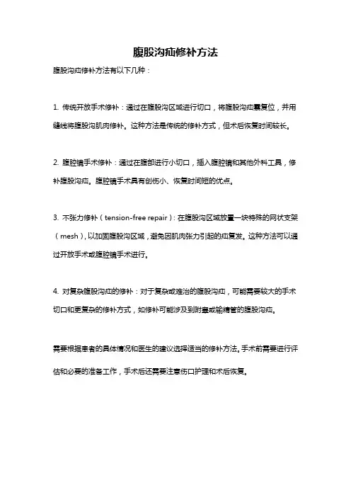 腹股沟疝修补方法