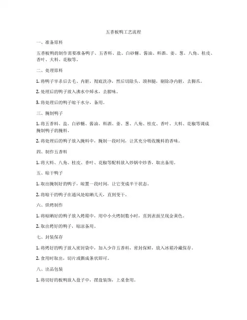 五香板鸭工艺流程