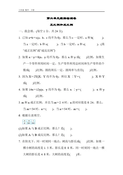 苏教版六年级数学下册 第6单元  全单元检测卷(3套)