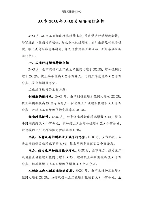 XX市20XX年一季度经济运行分析 (1)