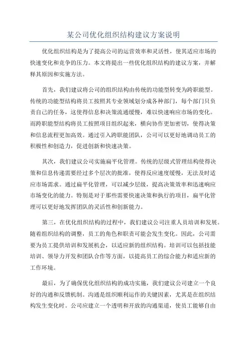 某公司优化组织结构建议方案说明