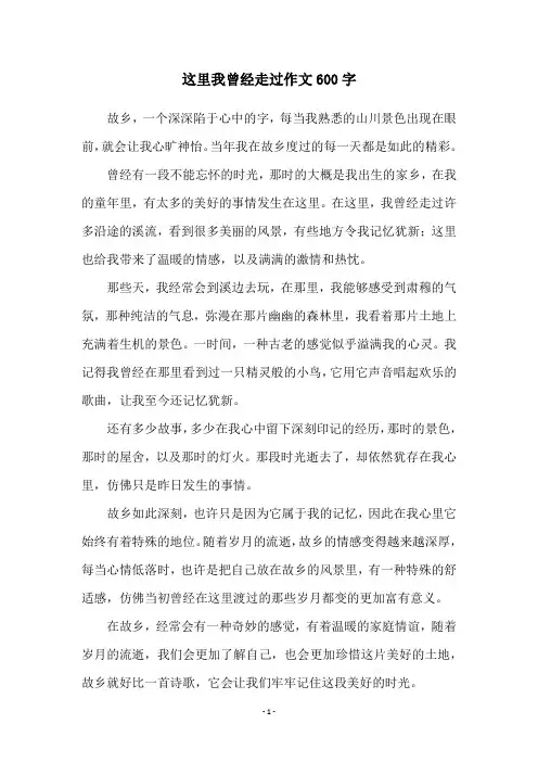 这里我曾经走过作文600字