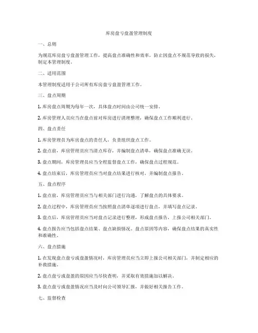 库房盘亏盘盈管理制度