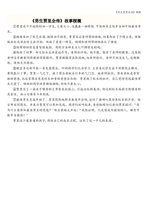 《男生贾里全传》梗概
