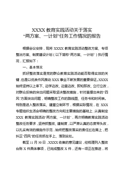 两方案一计划执行情况报告