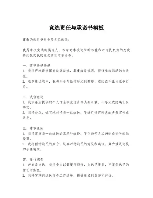 竞选责任与承诺书模板